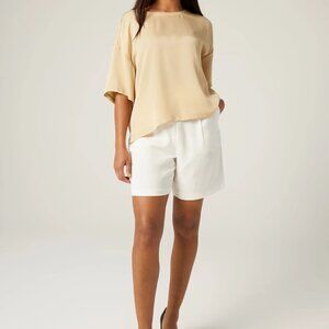 NWT |‎ LITA by Ciara x Revolve 100% Silk Boxy Dropped Shoulder Tee Warm Sand XL